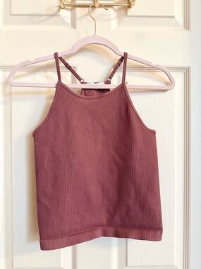 Pink ribbed laslulu tank